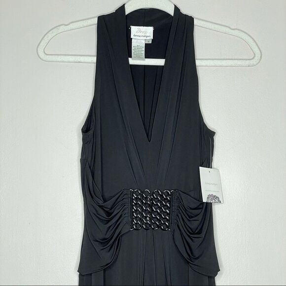 Donna Morgan NWT black mini dress stretchy flow Fit and Flare Night out Cocktail - Picture 2 of 11